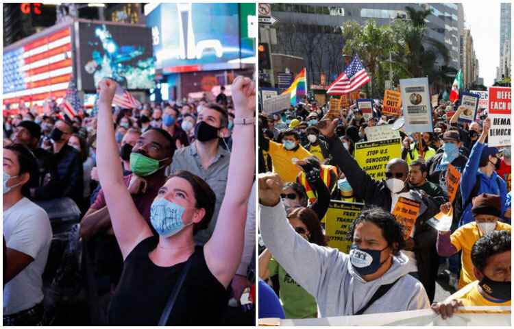 বাইডেনের জয়ে রাজপথে জনতার উল্লাস