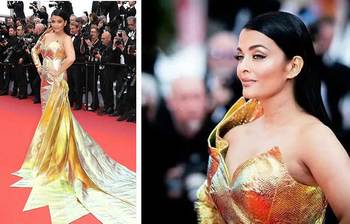 কান উৎসবে সোনালি ফিস কাট গাউনে মুগ্ধ করলেন ঐশ্বরিয়া