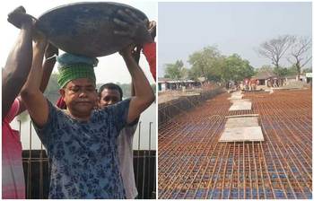 শ্রমিক হয়ে সেতু নির্মাণ উদ্বোধন করলেন এমপি