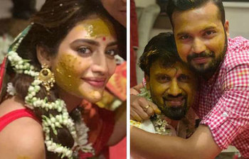 নুসরাতের সঙ্গে বিয়ের আগে গায়ে হলুদের অনুষ্ঠানে তার হবু বর