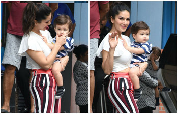 সন্তানদের স্কুল থেকে বাড়ি নিয়ে যাচ্ছেন সানি