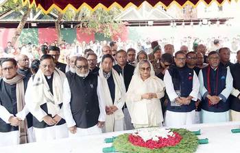 জাতির পিতার সমাধিতে প্রধানমন্ত্রী ও মন্ত্রিপরিষদ সদস্যদের শ্রদ্ধা নিবেদন