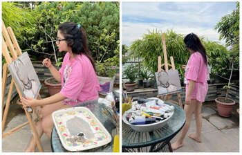 ছবি আঁকায় মগ্ন ভাবনা