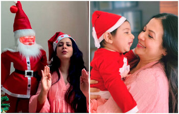 ছেলের সাথে বড়দিনের সাজে কোয়েল