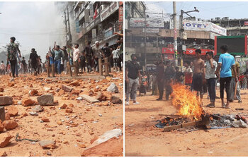 ছবিতে নিউমার্কেট-ঢাকা কলেজ এলাকার সংঘর্ষ
