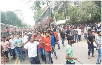 ঢাবিতে ছাত্রলীগ-ছাত্রদলের সংঘর্ষের ছবি