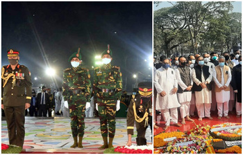 ফুলেল শ্রদ্ধায় ভাষা শহীদদের স্মরণ