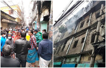 ছবিতে দেখুন রাজধানীর চকবাজারে অগ্নিকাণ্ড