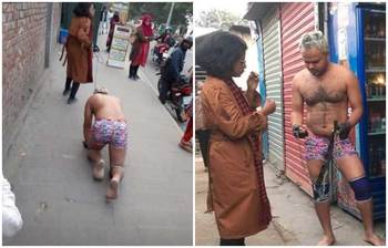 ছবিতে দেখুন ঢাকায় ‘হিউম্যান ডগ’