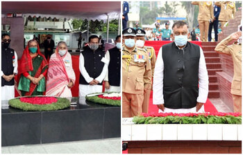 স্বাধীনতার বীর শহীদদের ফুলেল শ্রদ্ধায় স্মরণ