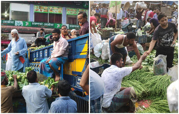 মাস্ক ছাড়াই চলছে কারওয়ান বাজারে বেচাকেনা