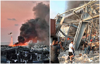লেবাননে ভয়াবহ বিস্ফোরণের দৃশ্য