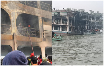 অভিযান লঞ্চে ভয়াবহ অগ্নিকাণ্ডের ছবি