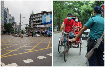 কঠোর লকডাউনের প্রথমদিনে রাজধানীর দৃশ্য
