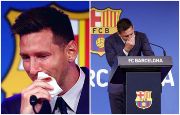 বার্সা থেকে বিদায়কালে কাঁদলেন মেসি