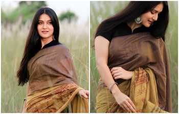 শাড়িতে মিথিলার সাজ