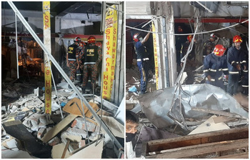 ছবিতে রাজধানীর মগবাজারের ভয়াবহ বিস্ফোরণের দৃশ্য