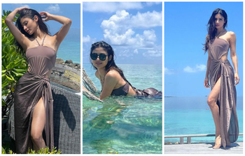 মালদ্বীপের সমুদ্রসৈকতে মৌনী