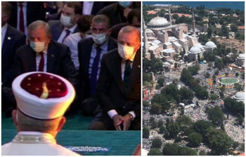 ছবিতে হায়া সোফিয়ায় ৮৬ বছর পর প্রথম জুমায় মুসল্লির ঢল