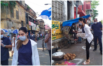 করোনা প্রতিরোধে রাস্তায় নায়িকা নুসরাত