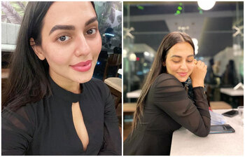 কালো পোশাকে নজর কেড়েছেন নুসরাত