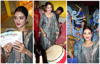 পূজার আনন্দে মেতেছেন নুসরাত