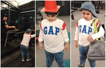 ছবিতে দেখুন অপু বিশ্বাসের সাথে ব্যায়াম করছে ছেলে জয়