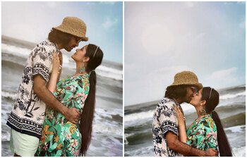 সমুদ্রসৈকতে আনন্দে মেতেছেন রাজ-পরীমনি