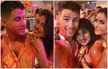 বিয়ের পর প্রথম প্রিয়াঙ্কা-নিকের জমিয়ে হলি খেলা