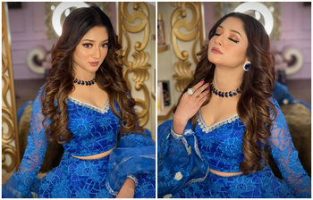 নীল রঙে ঝড় তুললেন পূজা