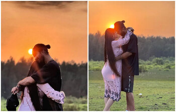 শেষ বিকেলের আলোয় রাজ-পরীমনি