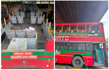 সাফজয়ী মেয়েদের সংবর্ধনায় ছাদখোলা বাস