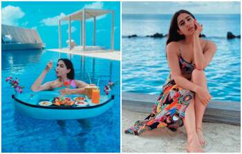 সুইমিং পুলে মেতেছেন সারা