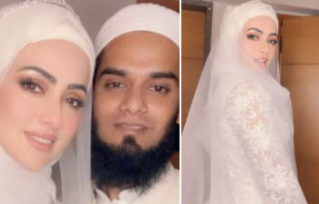 বিয়ের পর যেমন সাজলেন বলিউড নায়িকা সানা খান