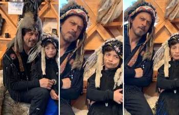 অদ্ভুত সাজে আব্রামের সঙ্গে ছুটি কাটাচ্ছেন শাহরুখ