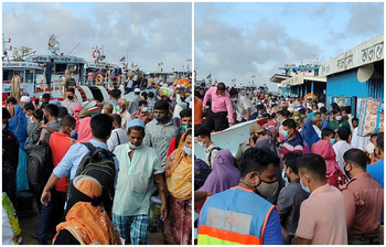 লকডাউন শিথিলের প্রথম দিনে শিমুলিয়ায় জনস্রোত