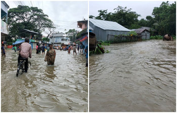 বন্যায় ডুবে গেছে সুনামগঞ্জের জনপদ