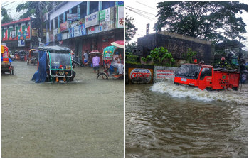 বন্যার পানিতে ডুবেছে সুনামগঞ্জের নিম্নাঞ্চল