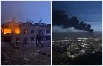 বোমার আঘাতে বিধ্বস্ত ইউক্রেন