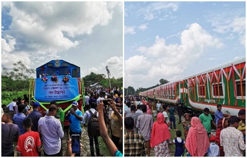 নতুন ট্রেন ‘কুড়িগ্রাম এক্সপ্রেস’ উদ্বোধনের ছবি