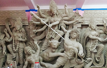 বালিয়াকান্দিতে বাঁশ-কাঠের তৈরি মণ্ডপে ৪৫০ দেব-দেবী প্রদর্শন