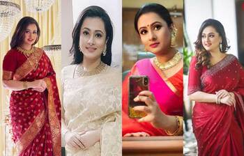 শাড়িতে মোহনীয় পূর্ণিমা