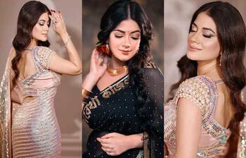 শাড়িতে আবেদনময়ী মন্দিরা