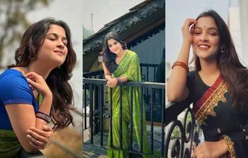 শাড়িতে সাদিয়া আয়মানের আকর্ষণীয় যত লুক