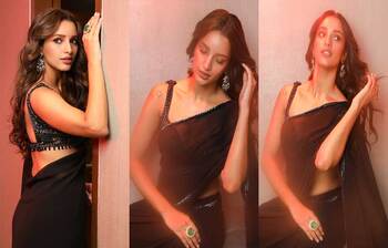 কালো শাড়িতে তৃপ্তি, চোখ ফেরানো দায়!