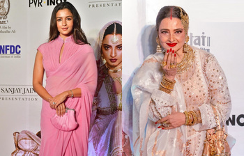 গোলাপি শিফনে আলিয়া, সাদা আনারকলিতে রেখা-চোখ ফেরানো দায়