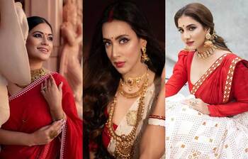 দশমীতে কেমন ছিল তারকাদের সাজ?