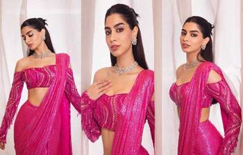 শাড়িতে লাস্যময়ী খুশি কাপুর