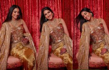 বউভাত অনুষ্ঠানে রাধিকার সাজ