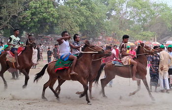 ঘোড়দৌড়ে মাতল টাঙ্গাইলের হাজারও মানুষ